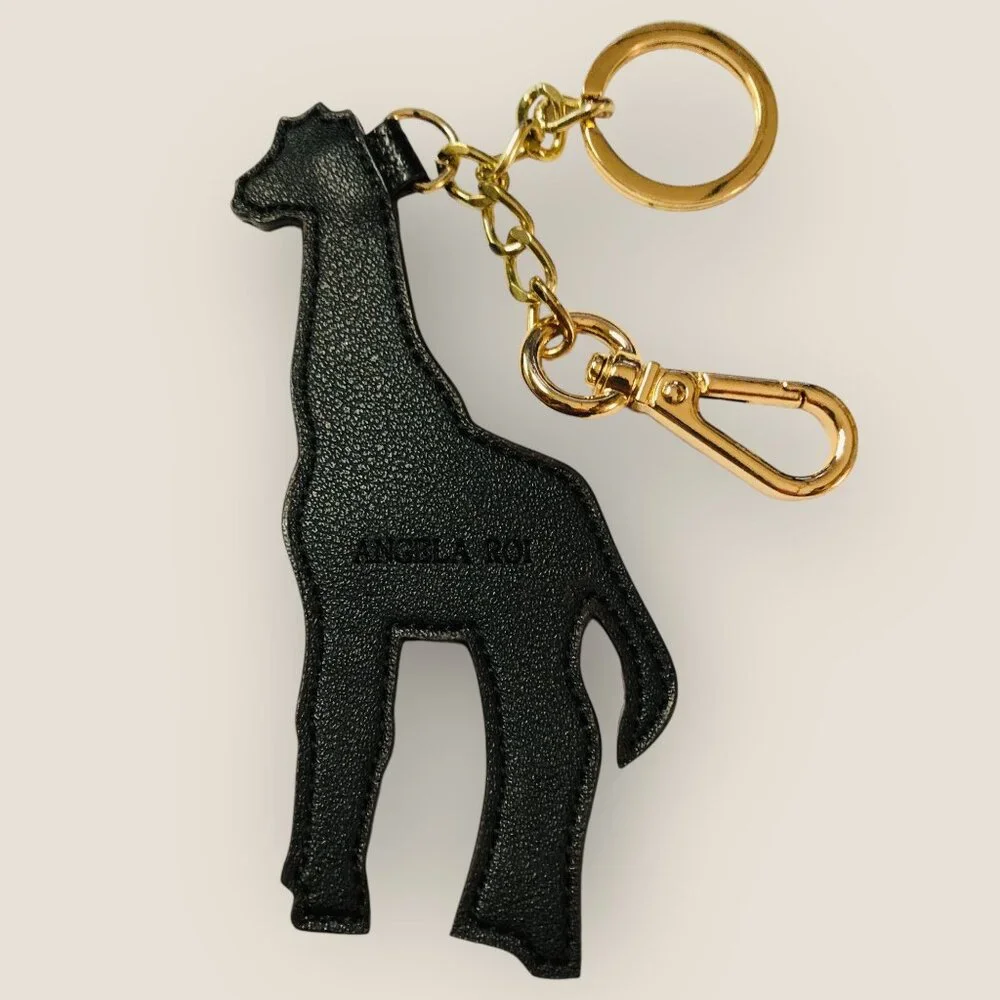 Angela Roi Aisha Giraffe Shaped Keychain With Gold-Tone Clip